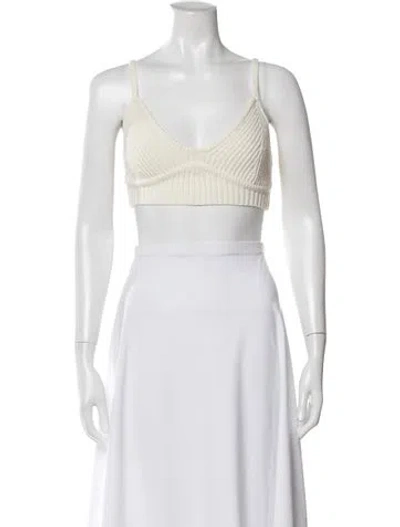 Pre-owned Cult Gaia V-neck Sleeveless Sports Bra In Neutral