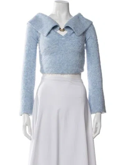 Pre-owned Cult Gaia V-neck Sweater W/ Tags In Blue/white