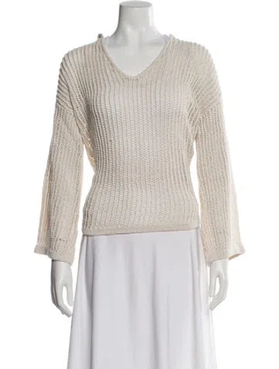Pre-owned Cult Gaia V-neck Sweater In White