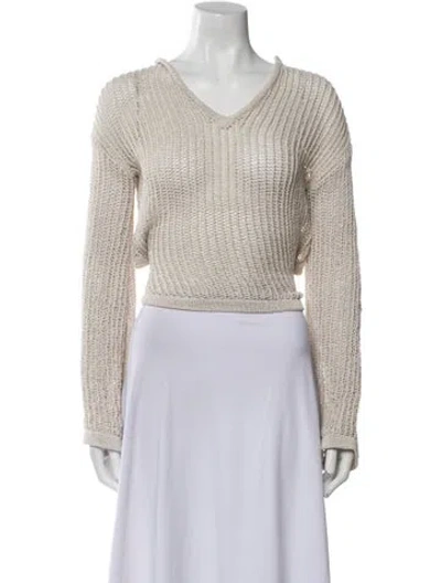 Pre-owned Cult Gaia V-neck Sweater In White