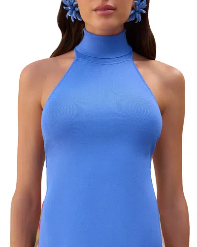 Cult Gaia Wake Open Back Halter Top In Blue
