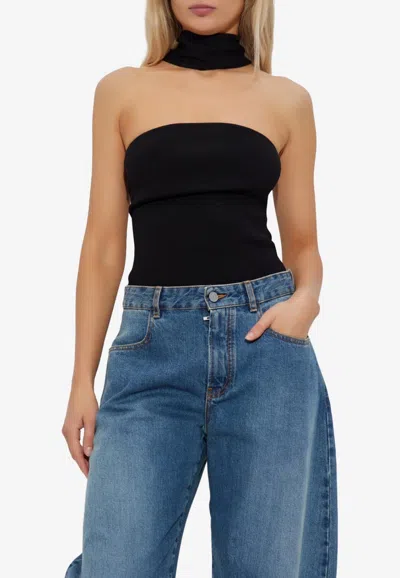 Cult Gaia Wali Knit Cropped Top In Black