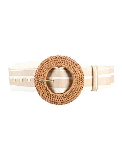 Pre-owned Cult Gaia Wide Canvas Belt In White