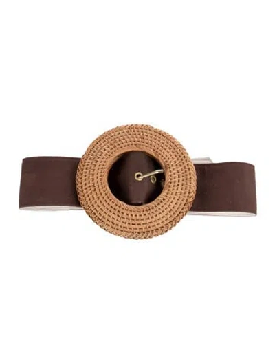 Pre-owned Cult Gaia Wide Canvas Waist Belt In Brown