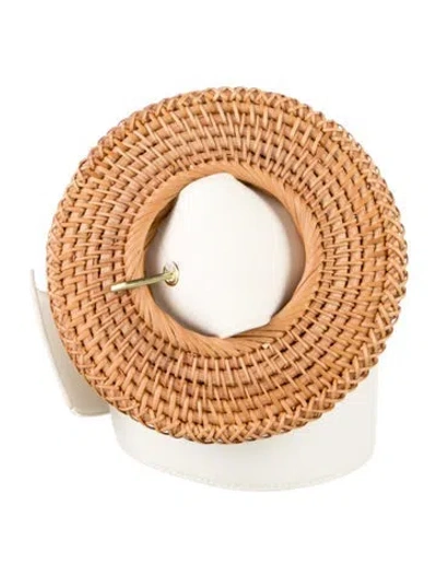 Pre-owned Cult Gaia Wide Canvas Waist Belt In Neutrals