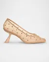 Cult Gaia Winnie Crystal Mesh Pumps In Nude