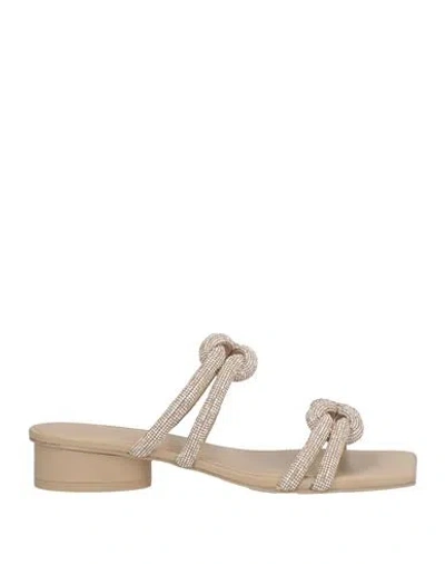 Cult Gaia Woman Sandals Khaki Size 6 Textile Fibers In Beige