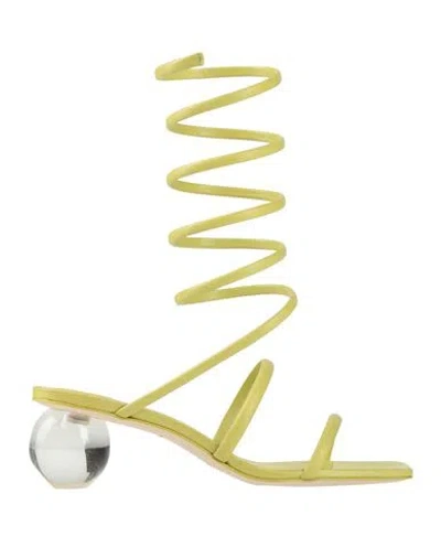 Cult Gaia Woman Sandals Light Green Size 8 Leather