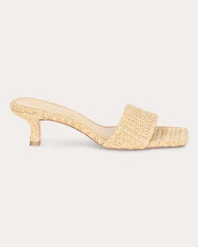 Cult Gaia Ada Raffia Kitten-heel Slide Sandals In Neutrals