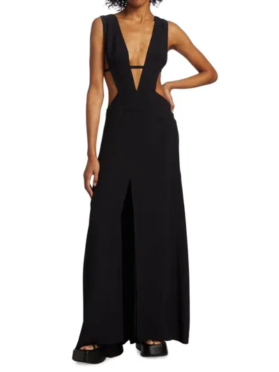 Cult Gaia Women's Alondra Plunging V Neck Slit Gown In Black