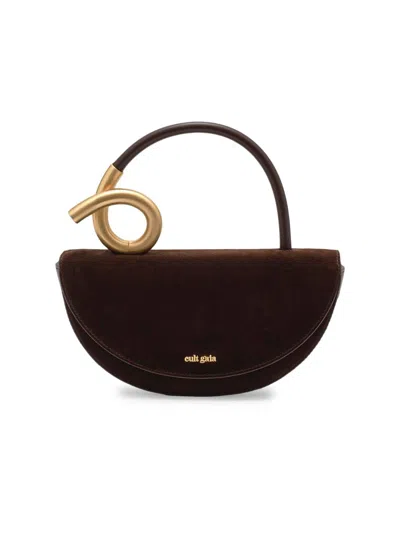 Cult Gaia Azariah Half-moon Suede Top-handle Bag In Brown