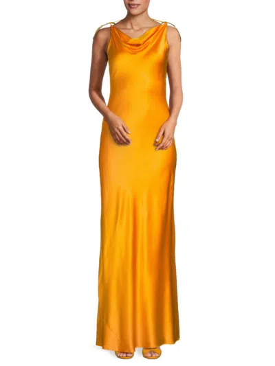 Cult Gaia Women's Azealia Cowlneck Silk Blend Gown In Marigold