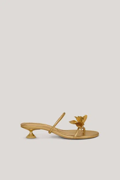Cult Gaia Women Brass Flower Kitten Heel In Gold