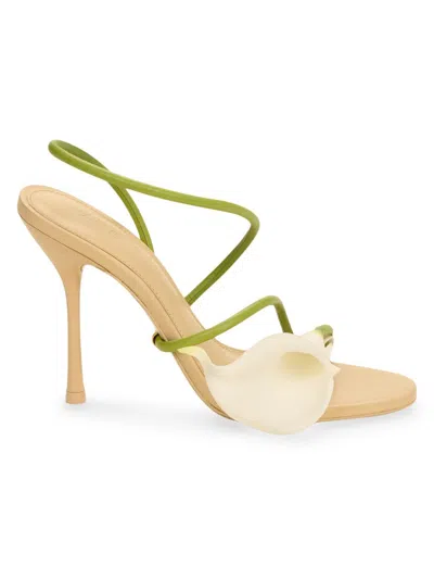 Cult Gaia 110mm Cassidy Floral Leather Sandals In Multi