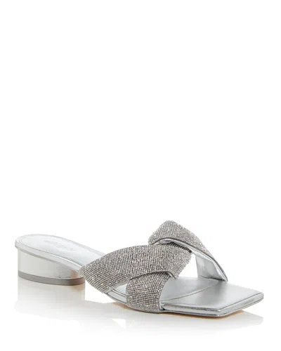 Cult Gaia Women's Chaya Embellished Knot Slide Sandals In Silver
