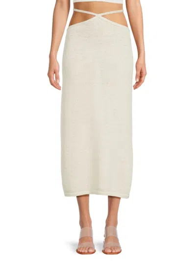 Cult Gaia Women's Hedda Knit Wrap Midi Skirt In Off White