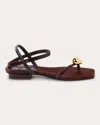Cult Gaia Illene Leather Jewel Flat Thong Sandals In Brown