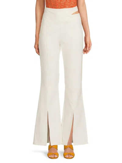 Cult Gaia Women's Isabel Slit Boot Cut Pants In Off White