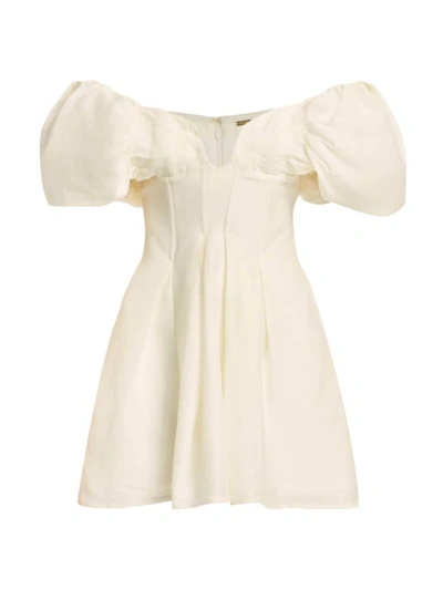 Cult Gaia Women's Lissett Puff-sleeve Faille Minidress In Off White