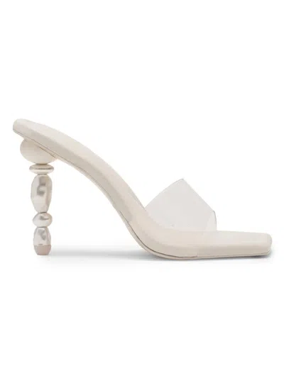 Cult Gaia 100mm Mahina Beaded-heel Sandals In Transparent