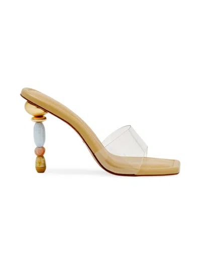 Cult Gaia Women's Mahina Beaded-heel Leather Sandals In Transparent