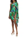 Cult Gaia Malia Floral One Shoulder Minidress In Green Multi