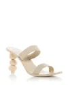 Cult Gaia Meta Calfskin Dual-band Slide Sandals In Off White