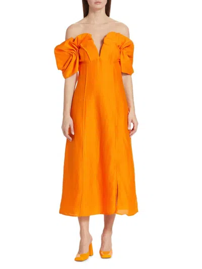 Cult Gaia Women's Muna Off-the-shoulder A Line Dress In Papaya