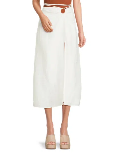 Cult Gaia Women's Nell Linen Blend Wrap Midi Skirt In Off White