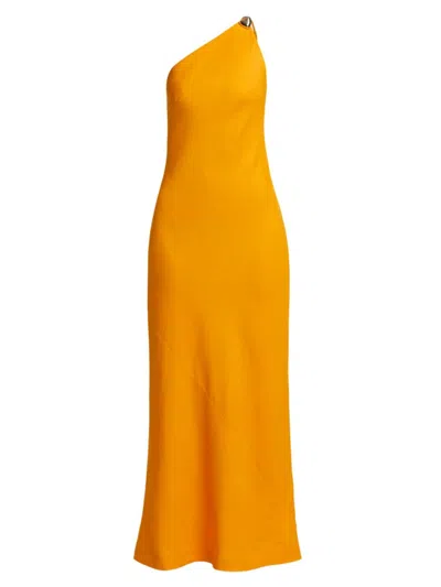 Cult Gaia Rinley One-shoulder Stretch Linen Maxi Dress In Marmalade