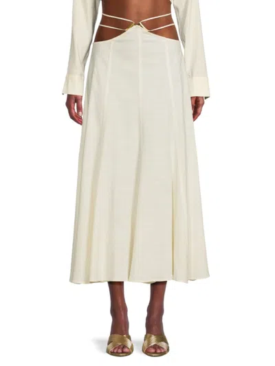Cult Gaia Women's Sandy Linen Blend Midi Skirt In Off White