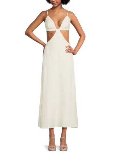 Cult Gaia Women's Selah Cut Out Linen Blend Midi Dress In Off White |  ModeSens