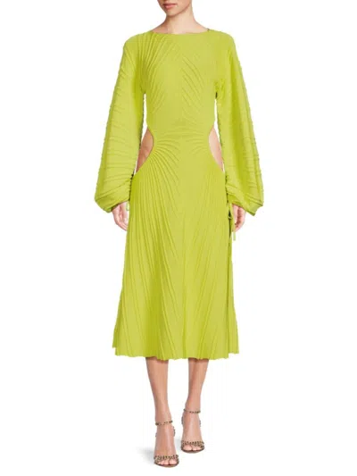 Cult Gaia Women's Simena Cut Out Puff Sleeve Midi Dress In Mantis | ModeSens