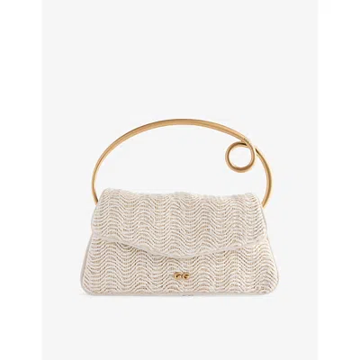 Cult Gaia Womens Antique White Emily Rattan Top-handle Bag