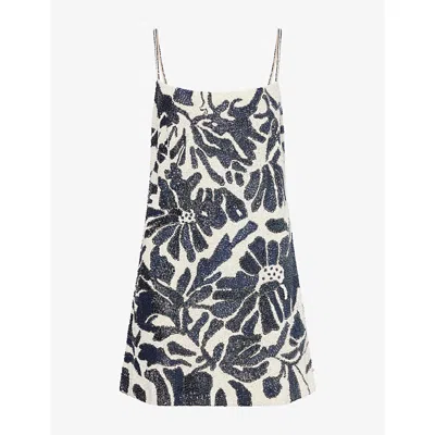 Cult Gaia Womens Bebe Beaded Sleeveless Mini Dress Etched Floral In Multi