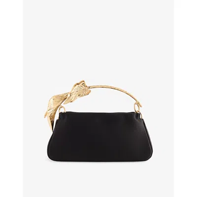 Cult Gaia Womens Calla Silk-satin Top Handle Bag Black