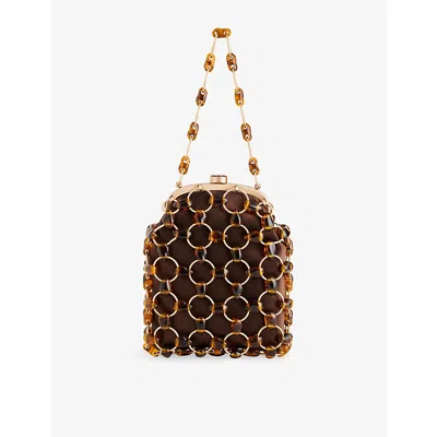 Cult Gaia Womens Caramel Tortoise Brielle Bead-embellished Satin Clutch In Brown