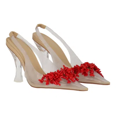 Cult Gaia Bijan Bead-embellished Pvc Slingback Pumps In White
