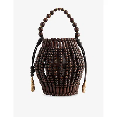Cult Gaia Womens Lanterna Wood Top-handle Bag Walnut