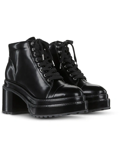 Cult Gaia Womens Leather Platform Ankle Boots In Black