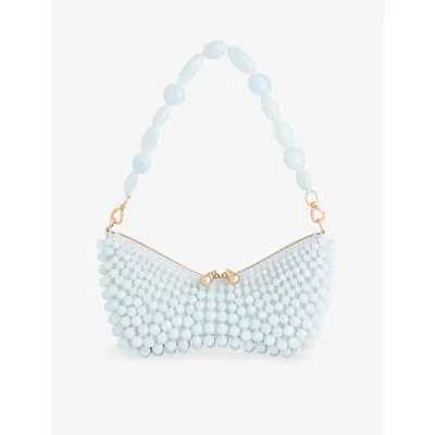 Cult Gaia Womens Light Breeze Mercier Beaded Leather Mini Shoulder Bag In Blue