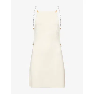 Cult Gaia Womens Melba Pearl Open-back Knit Mini Dress Off White Xs