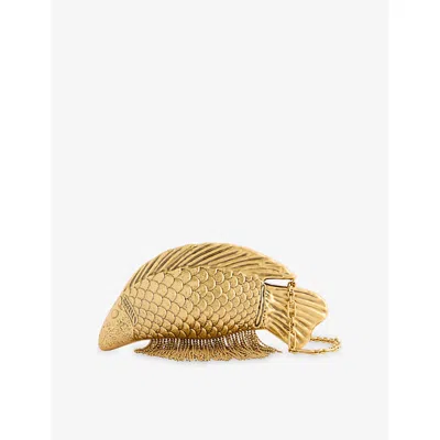 Cult Gaia Womens Neemo Antique Brass Clutch Bag