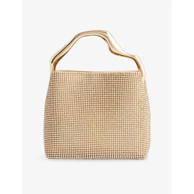 Cult Gaia Womens Sand Dollar Solene Rhinestone-embellished Silk-blend Mini Bag In Neutral