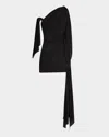 Cult Gaia Wonder Asymmetric Draped Mini Dress In Black