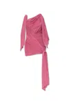Cult Gaia Wonder Asymmetric Pleated Midi Dress In Pink