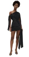 Cult Gaia Wonder Asymmetric Draped Mini Dress In Black