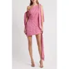 Shop Cult Gaia Wonder One-shoulder Micropleat Cocktail Minidress In Rosette