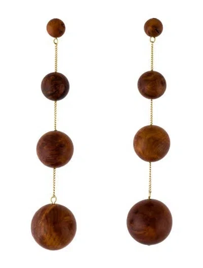 Pre-owned Cult Gaia Wood Candace Drop Earring In Multi