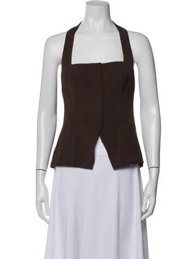 Pre-owned Cult Gaia Wool Halterneck Top In Brown